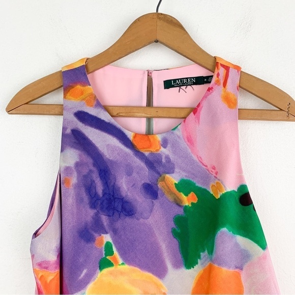 Lauren Ralph Lauren Women's Floral Print Crepe Shift Dress Sz 8 - Picture 4 of 7